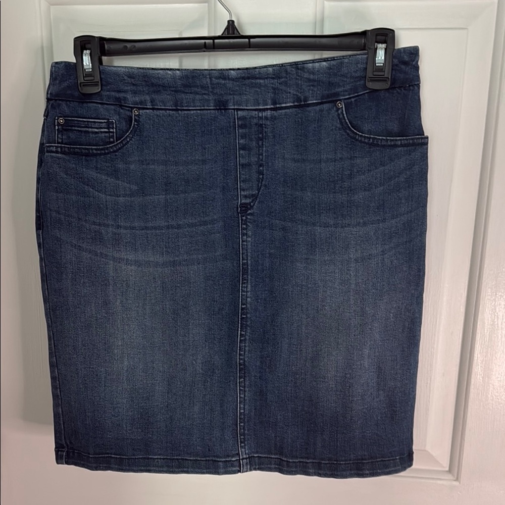 S.C.& CO Denim Slip On Stretch Blue Pencil Skirt with Pockets